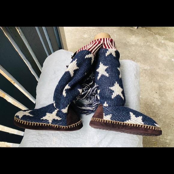MUK LUKS Women's Navy Tall Slipper Boot Small 5-6 - Picture 6 of 8